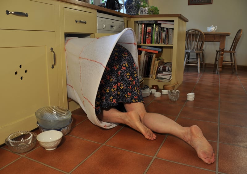 Image of woman entering kitchen cupboard