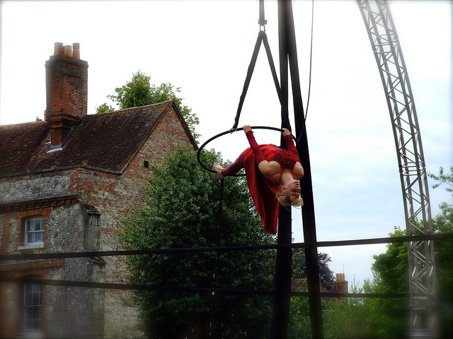 Photo of an aerial performance