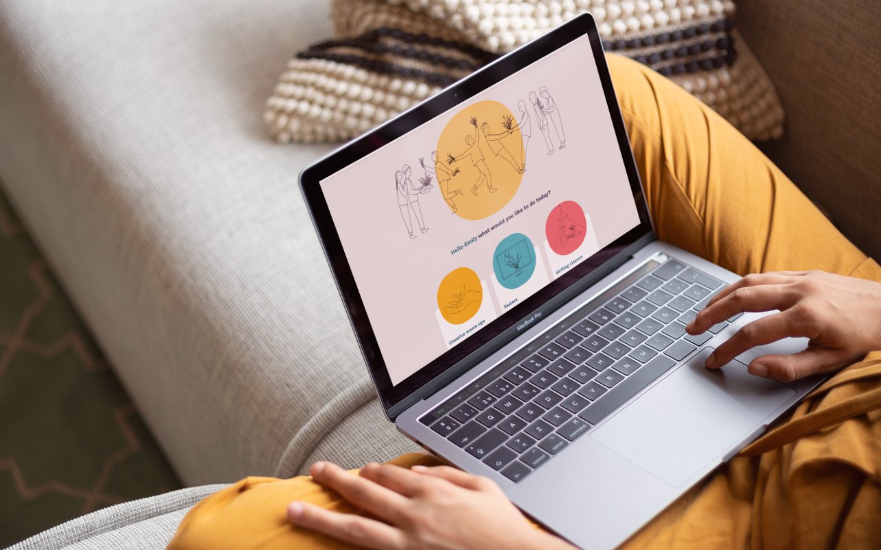 using a computer on a sofa