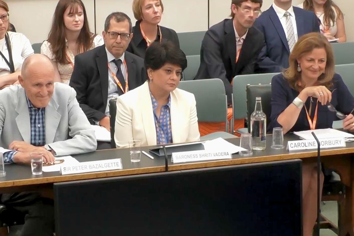 From left:  Sir Peter Bazalgette, Co-Chair, Creative Industries Sector Plan Taskforce; Baroness Shriti Vadera, Co-Chair, Creative Industries Sector Plan Taskforce, Caroline Norbury OBE, Chief Executive, Creative UK UK Parliament picture on 8 July 2025.
