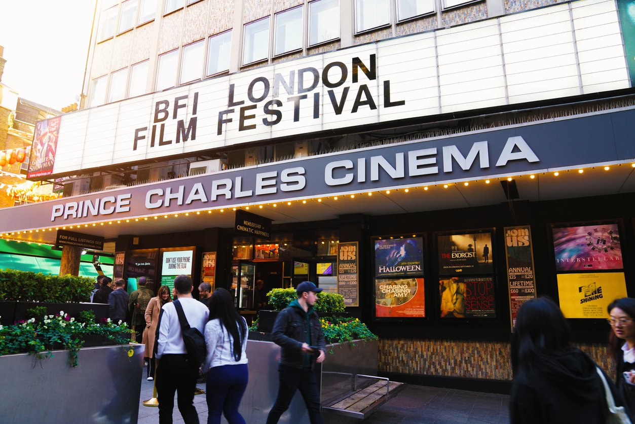 West End Of London, England, UK, Great Britain - October 15th, 2023: 67th BFI ()British Film Institute) London Film Festival at the Prince Charles Cinema
 in 7 Leicester Pl, London WC2H 7BY, United Kingdom. The Prince Charles Cinema is a repertory cinema located in Leicester Place, 50 yards north of Leicester Square in the West End of London. It shows a rotating programme of cult, arthouse, and classic films alongside recent Hollywood releases – typically more than ten different films a week on two screens.
