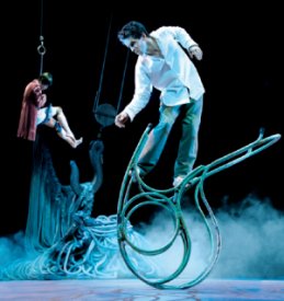 Circus performers on stage at Sadlers Wells