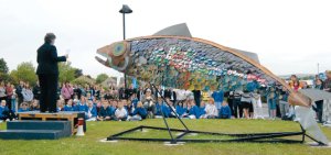 The Big Fish – a site-specific sculpture created by local Dorset schools