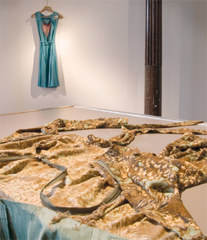A dress is laid on table