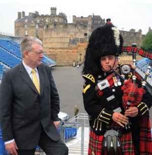 Culture Minister Mike Russell (left) comes face-to-face with Scottish culture