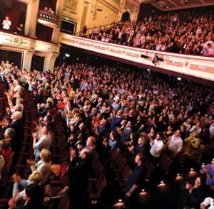 View of a full house applauding at the Birmingham Hippodrome