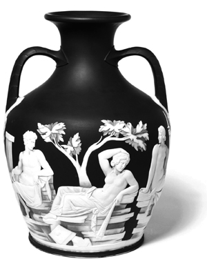 Photo of ‘Handmade in Britain’ First Edition copy of the Portland Vase. Made at the factory of Josiah Wedgwood, Etruria, Staffordshire.