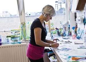 Glass artist Sue King, a Cockpit Arts Growth Loan recipient, in her studio © PHOTO Peter Warrick