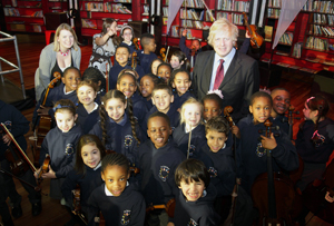 Boris Johnson with pupils from St Stephen’s School