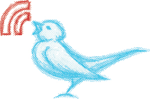 Illustration of a bird tweeting