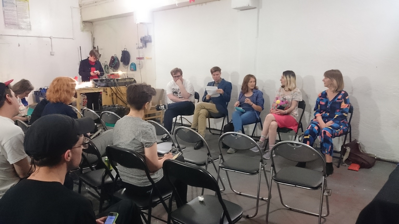 I took part in a panel discussion at DIY Space’s Radio Festival today. Hosted by Matt Cheeseman, we discussed providing a platform for under-represented voices. I spoke about my Resonance FM show ‘Out in South London’. This was taken just before we started, when nobody had yet dared to sit on the front row.