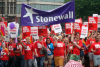 Stonewall UK group marching at the gay London Pride event 2011.