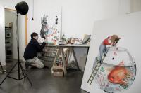 Photo of artist in studio