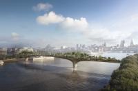 digital impression of a garden on a bridge across the Thames