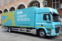 blue truck with the BBC Concert Orchestra logo