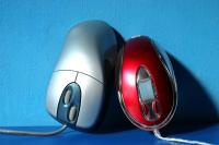 Two computer mouses
