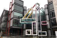 Exterior of Channel 4 studios in London, showing Channel 4 logo