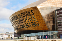 An exterior shot of Wales Millennium Centre, home to Welsh National Opera