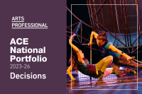 ACE NPO decisions graphic with image of circus performers - Extraordinary Bodies