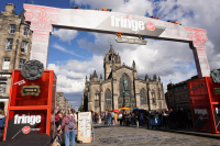 Edinburgh fringe high street stock photo