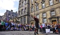 A performer on the streets of Edinburgh during the Fringe Festival