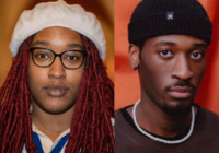(L to R) Lamesha Ruddock, Co-Executive Director, and Jordi M. Carter, Co-Artistic Director/CEO. Ruddock is a Black woman with red dreads and a white beret. She wears black glasses and a blue shirt. Carter is a Black man wearing a black beanie and white pearl necklace.