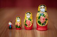 Russian dolls with Covid masks