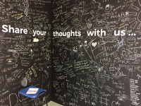 Photo of feedback chalk wall in exhibition