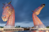 image of the Kelpies structure of two giant iron horses located near Falkirk, Scotland