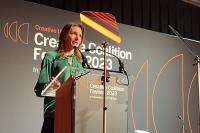Culture Secretary Lucy Frazer delivering her speech at the Creative Coalition Festival