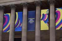 Eurovision banners on Liverpool's St George's Hall