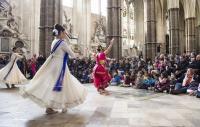 Photo of Children enjoying a performance of classical Indian dance at Westminster Abbey