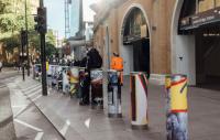 Photo of public art project outside London Bridge Station - painted bollards