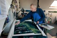 Image of artist Francis Bowyer working in his studio