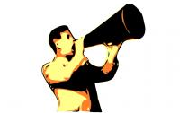 Graphic of man with megaphone