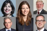 Government headshots edited together (L to R top to bottom): Lucy Powell, Michelle Donelan, Angus Robertson, Julian Knight, Lord Parkinson of Whitley Bay