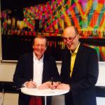 Photo of the Mayor of Bristol and Peter Bazalgette signing the memorandum