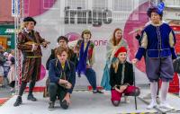 a group of costumed street performers at Edinburgh Fringe