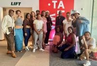 Group of Black students posing in Talawa theatre