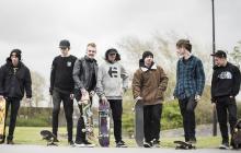 Photo of a group of skateboarders