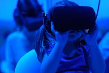 Toddler using VR headset