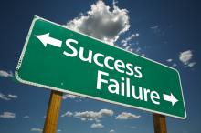 Image of a signpost pointing to success and failure