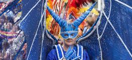 Photo of someone in bright blue carnival dress