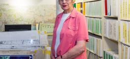 A photo of a volunteer in the research room at The Spring Arts and Heritage Centre