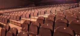An interior shot of the Orchard West Theatre auditorium seating