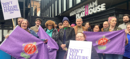 Equity protestors outside Nottingham Playhouse