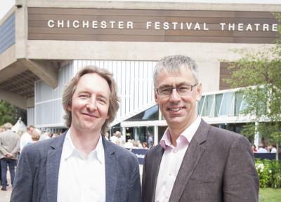 Jonathan Church (left) and Alan Finch outside the Chichester Festival Theatre