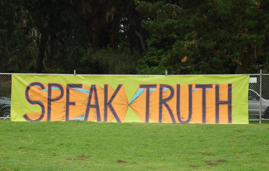 Photo of banner: Speak Truth