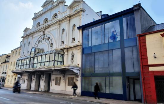 Photomontage showing the proposed new glazing for Jersey Opera House