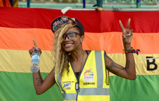 A steward at Brighton Pride festival